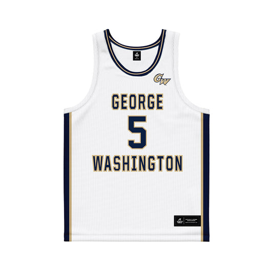 GWU - NCAA Men's Basketball : Ty Bevins - White Basketball Jersey-0