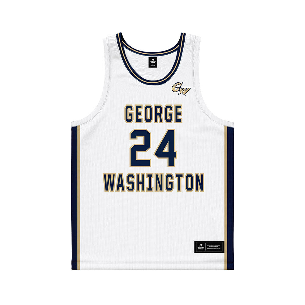 GWU - NCAA Men's Basketball : Tyrone Marshall - White Basketball Jersey-0