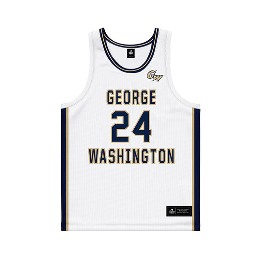 GWU - NCAA Men's Basketball : Tyrone Marshall - White Basketball Jersey-0