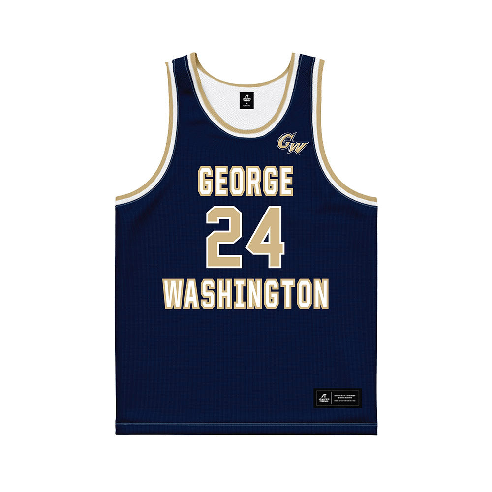 GWU - NCAA Men's Basketball : Tyrone Marshall - Navy Basketball Jersey-0