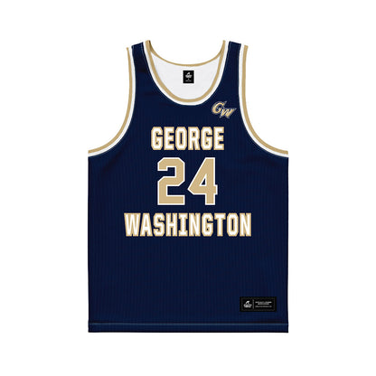 GWU - NCAA Men's Basketball : Tyrone Marshall - Navy Basketball Jersey-0