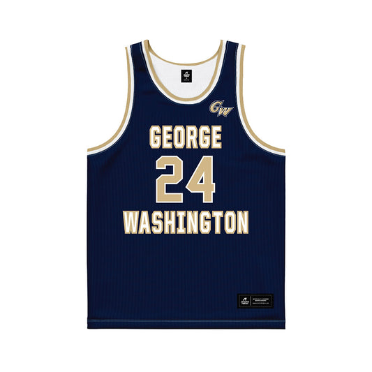GWU - NCAA Men's Basketball : Tyrone Marshall - Navy Basketball Jersey-0