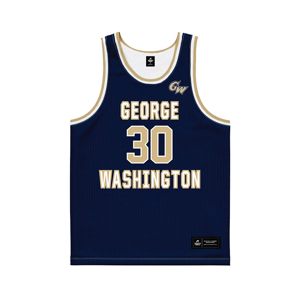 GWU - NCAA Men's Basketball : Rafael Castro - Navy Basketball Jersey-0