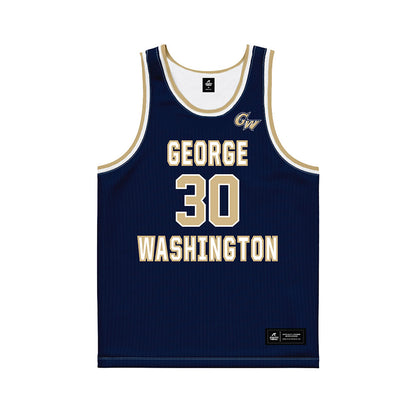 GWU - NCAA Men's Basketball : Rafael Castro - Navy Basketball Jersey-0