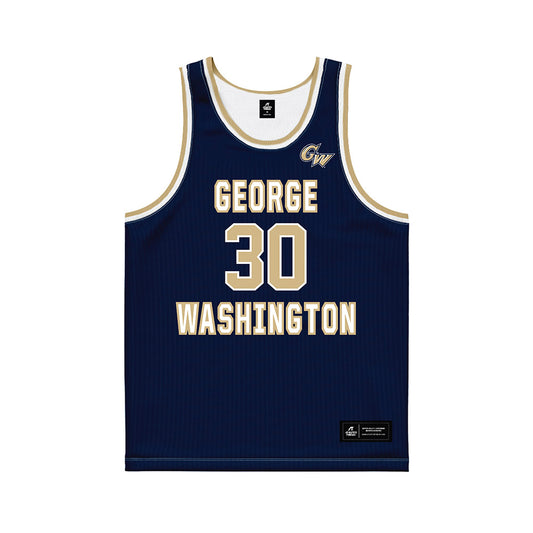 GWU - NCAA Men's Basketball : Rafael Castro - Navy Basketball Jersey-0