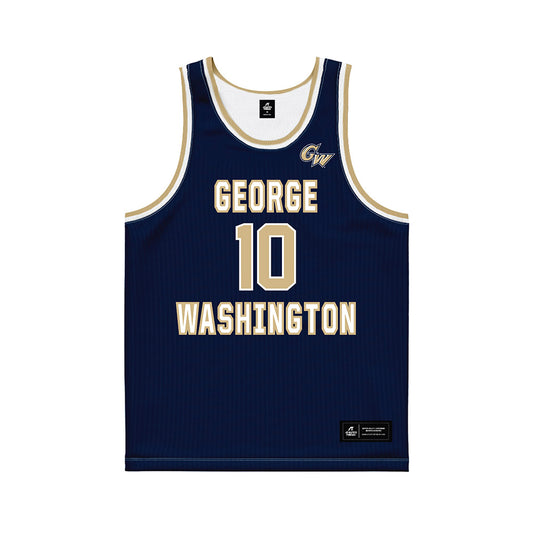GWU - NCAA Men's Basketball : Jalen Rougier-Roane - Navy Basketball Jersey-0