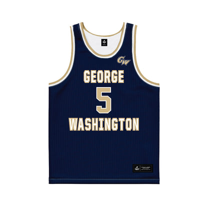 GWU - NCAA Men's Basketball : Ty Bevins - Navy Basketball Jersey-0
