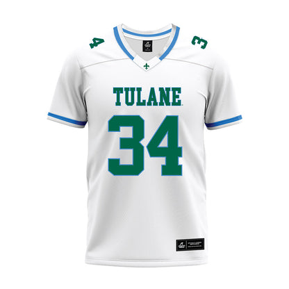Tulane - NCAA Football : William Hudlow - White Premium Football Jersey-0