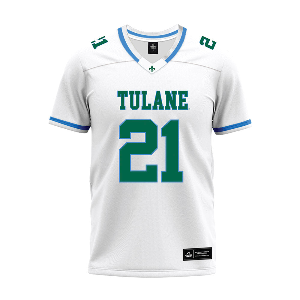 Tulane - NCAA Football : Jayden Lewis - White Premium Football Jersey-0