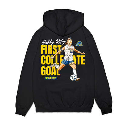 Delaware - NCAA Women's Soccer : Gabby Riley - First Collegiate Goal! Premium Hooded Sweatshirt-1