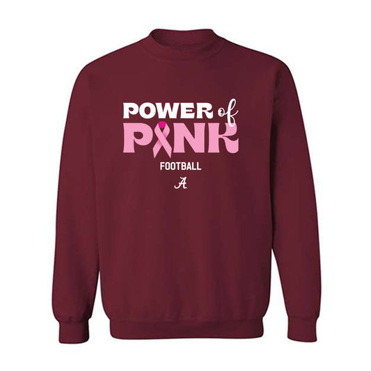 Alabama - Football Alumni : Courtney Upshaw - Power of Pink Crimson Crewneck Sweatshirt-0