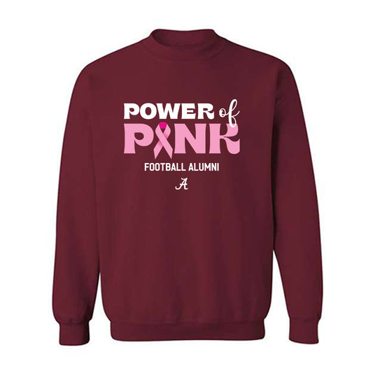 Alabama - Football Alumni : Dan Kearley - Power of Pink Crimson Crewneck Sweatshirt-0