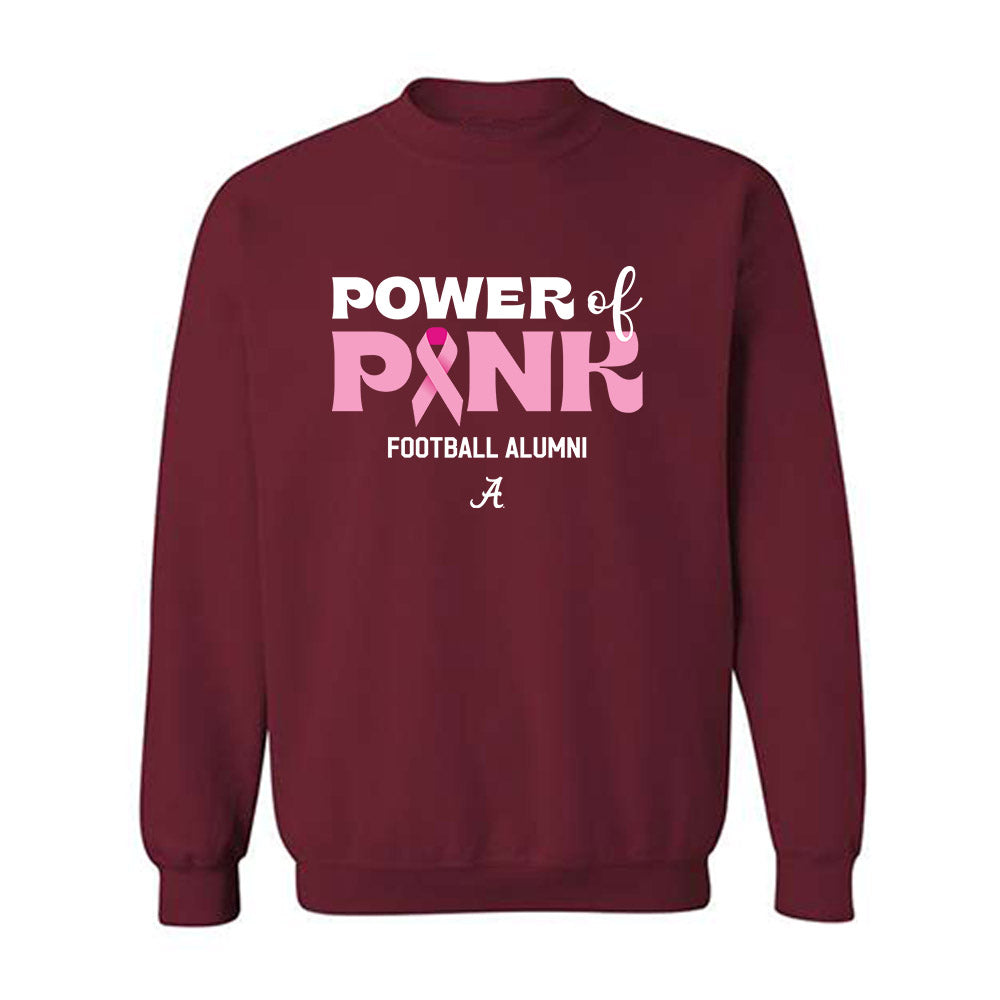 Alabama - Football Alumni : David McMakin - Power of Pink Crimson Crewneck Sweatshirt-0