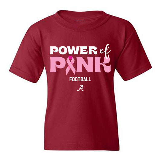 Alabama - NCAA Football : Alex Rozier - Power of Pink Crimson Youth T-Shirt-0