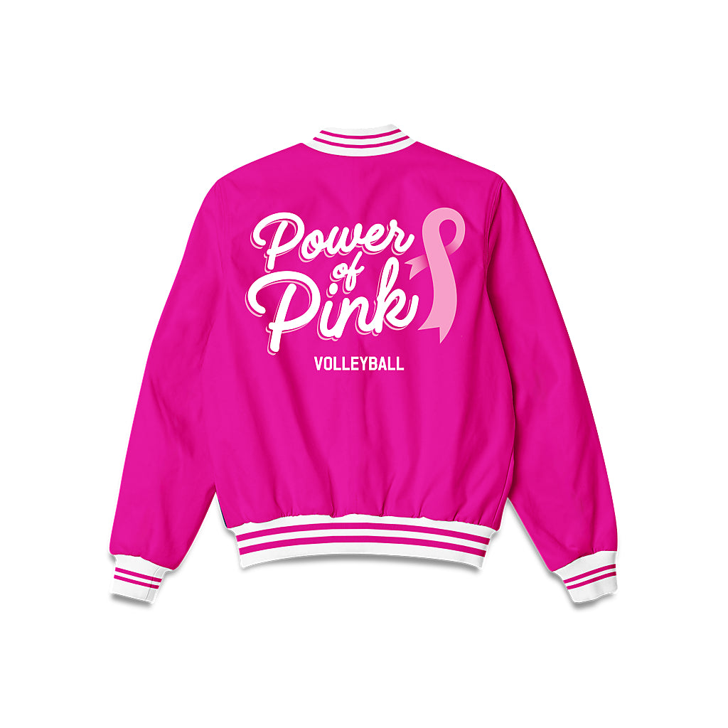 Alabama - NCAA Women's Volleyball : Power of Pink White Bomber Jacket-1