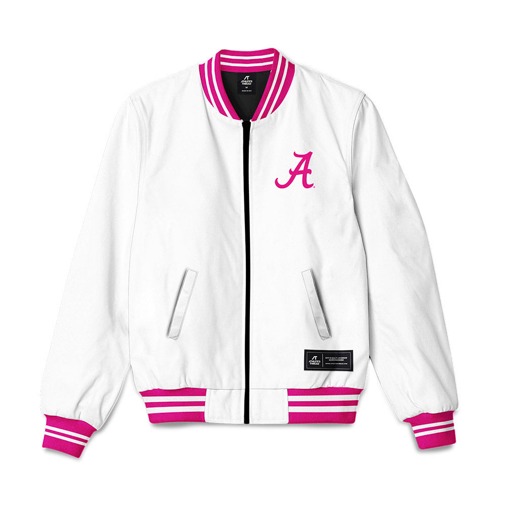 Alabama - NCAA Women's Volleyball : Power of Pink White Bomber Jacket-0