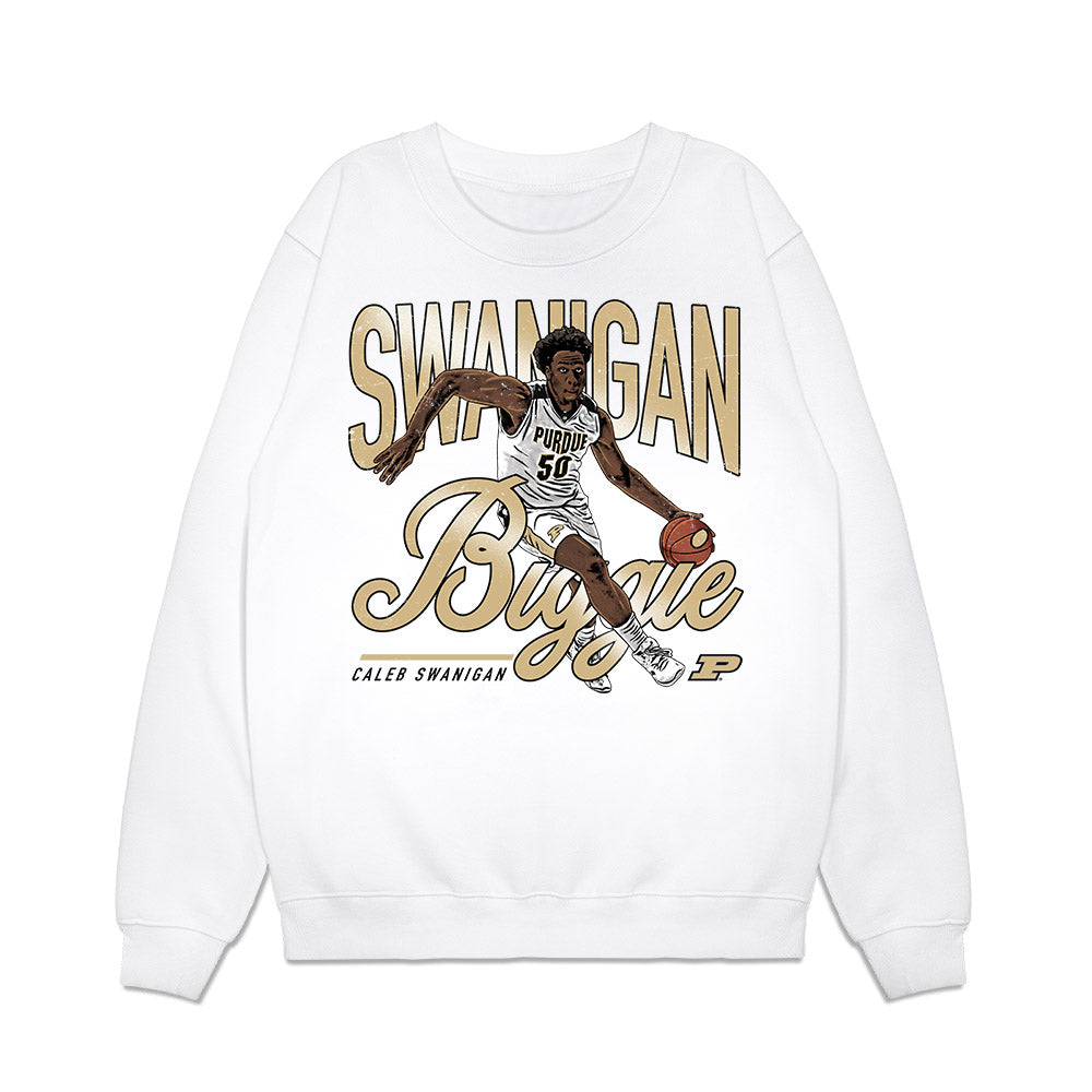 Purdue - NCAA Men's Basketball Legends : Caleb Swanigan - Caricature Premium Crewneck Sweatshirt-0