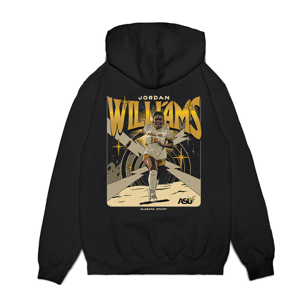 Alabama State - NCAA Women's Soccer : Jordan Williams - Graphic Tee Premium Hooded Sweatshirt-1