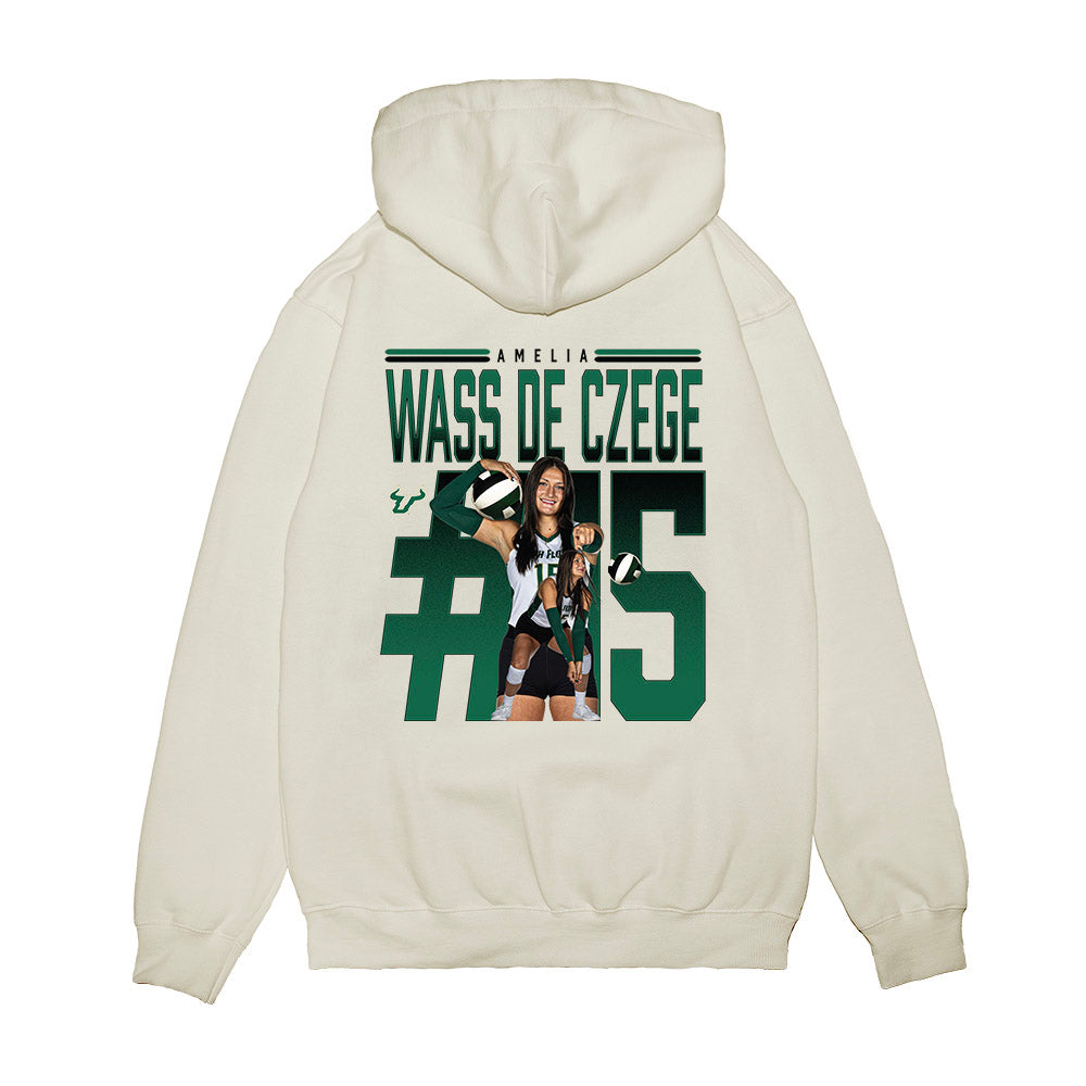 USF - NCAA Women's Volleyball : Amelia Wass de Czege - Collage Premium Hooded Sweatshirt-1