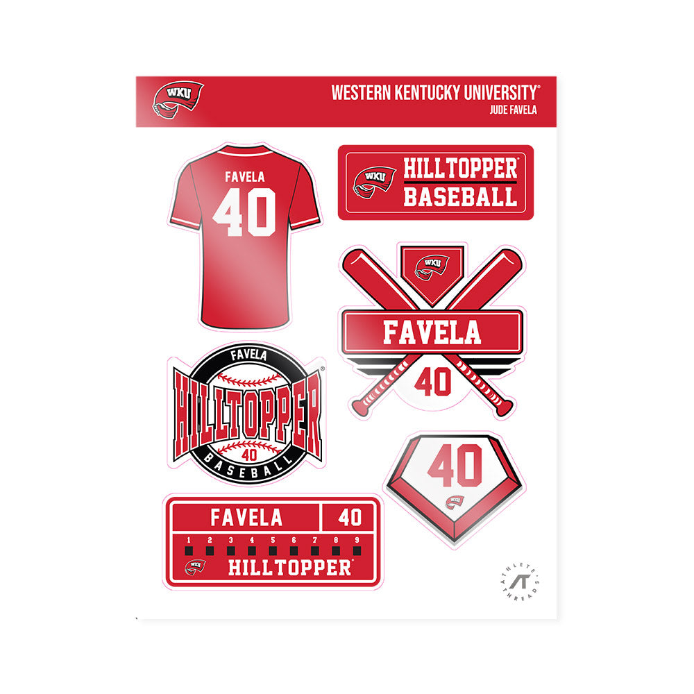 Western Kentucky - NCAA Baseball : Jude Favela - Sticker Sheet-0