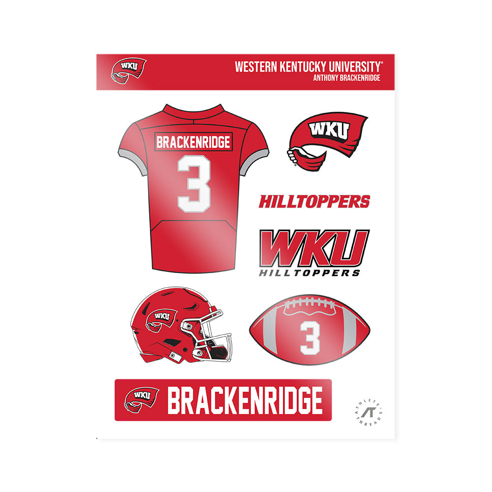 Western Kentucky - NCAA Football : Anthony Brackenridge - Sticker Sheet-0
