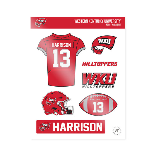 Western Kentucky - NCAA Football : Robby Harrison - Sticker Sheet-0