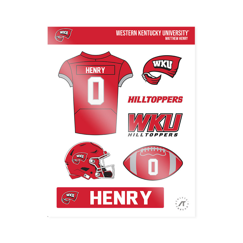 Western Kentucky - NCAA Football : Matthew Henry - Sticker Sheet-0