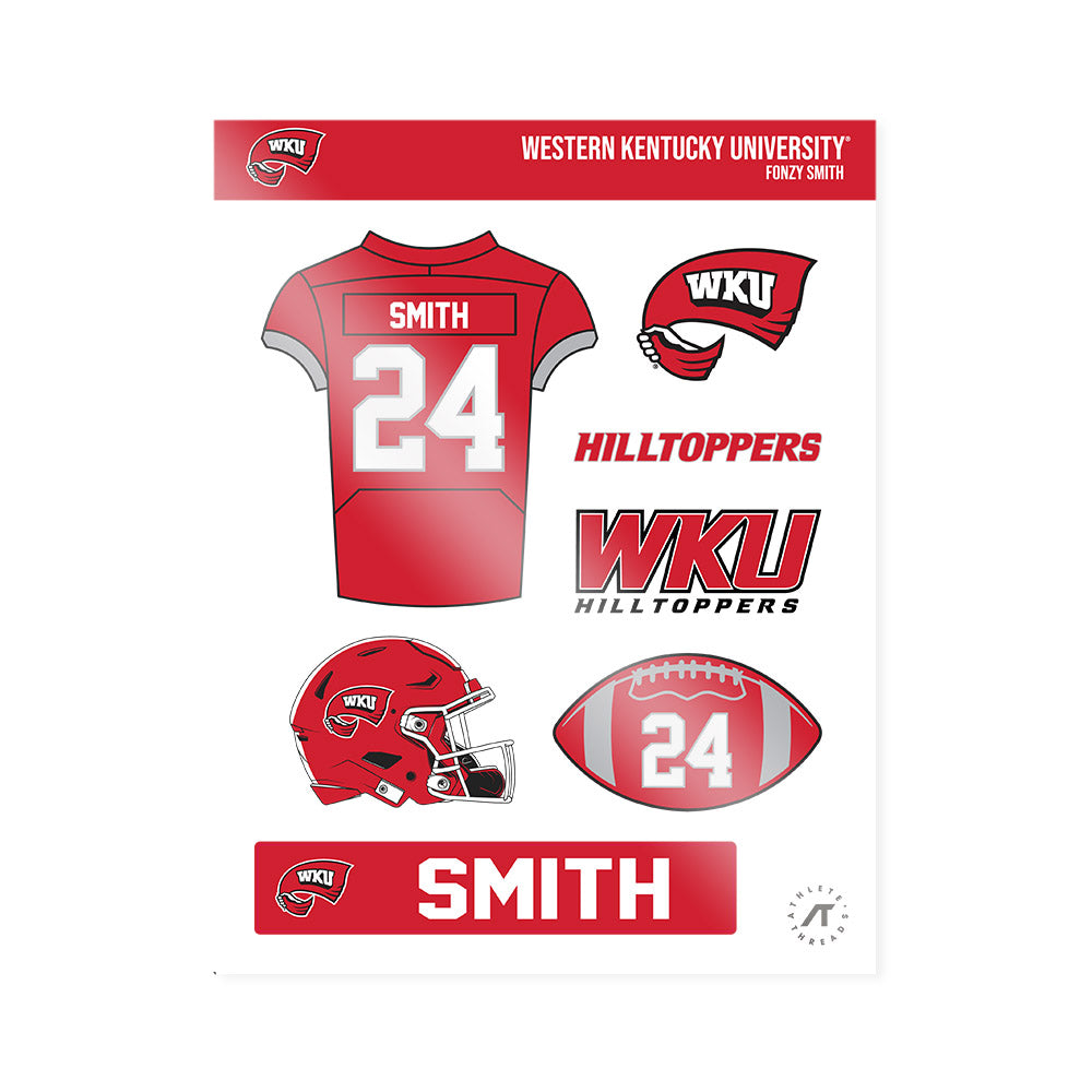 Western Kentucky - NCAA Football : Fonzy Smith - Sticker Sheet-0