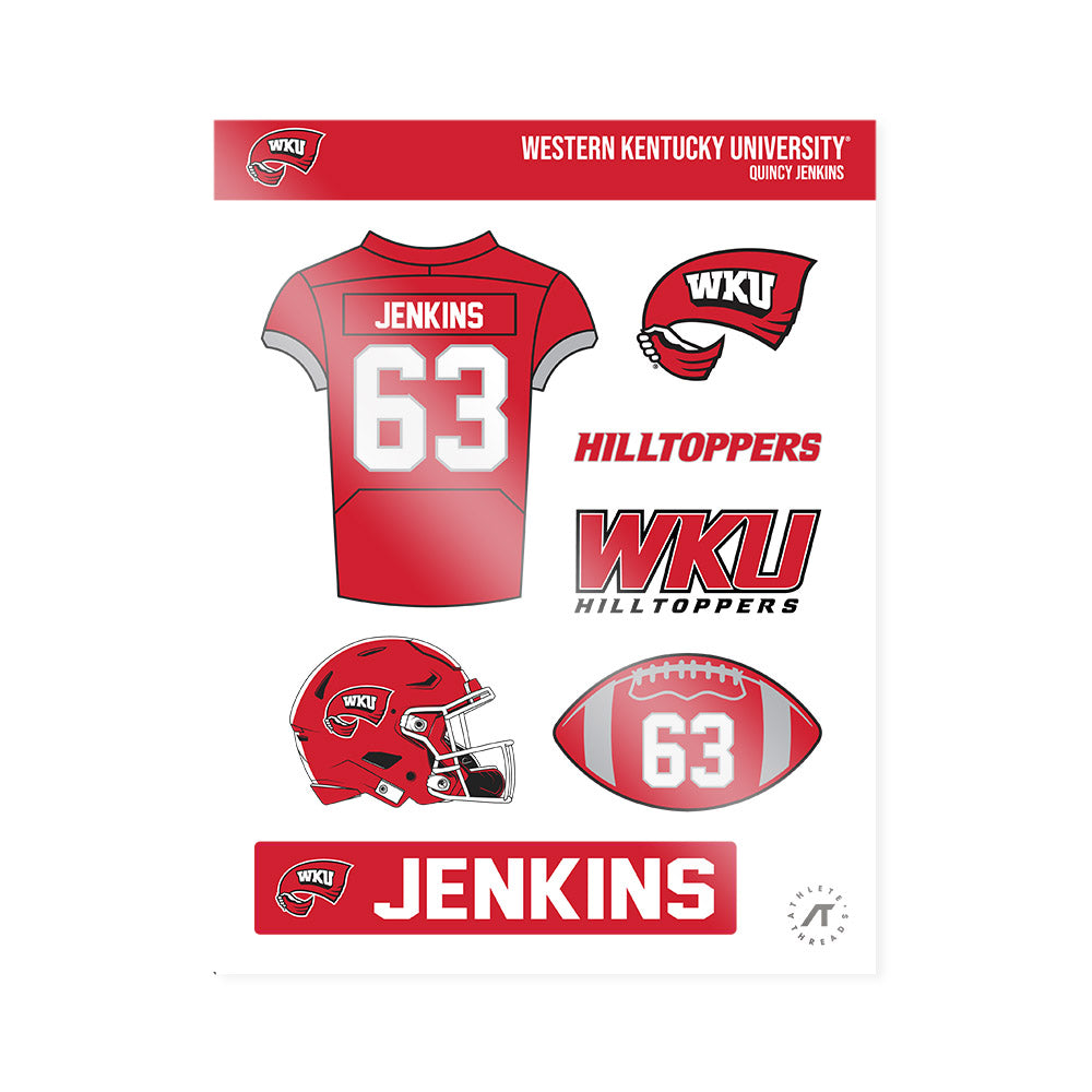 Western Kentucky - NCAA Football : Quincy Jenkins - Sticker Sheet-0