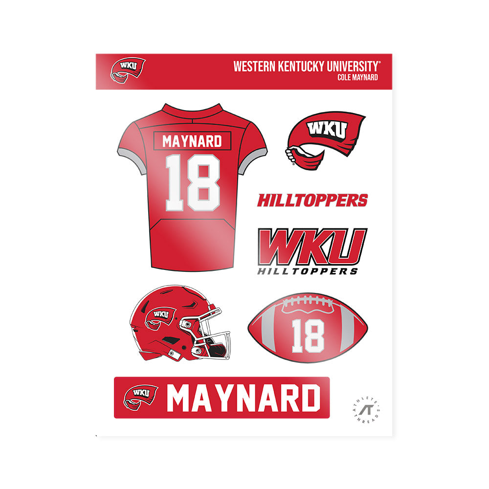 Western Kentucky - NCAA Football : Cole Maynard - Sticker Sheet-0