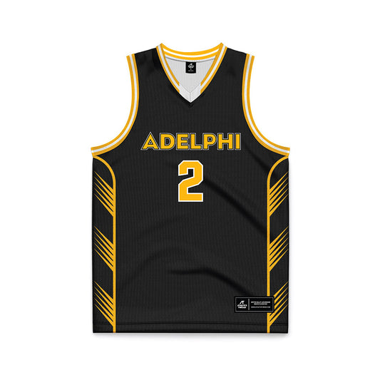 Adelphi - NCAA Men's Basketball : Zakari McQueen - Black Basketball Jersey-0