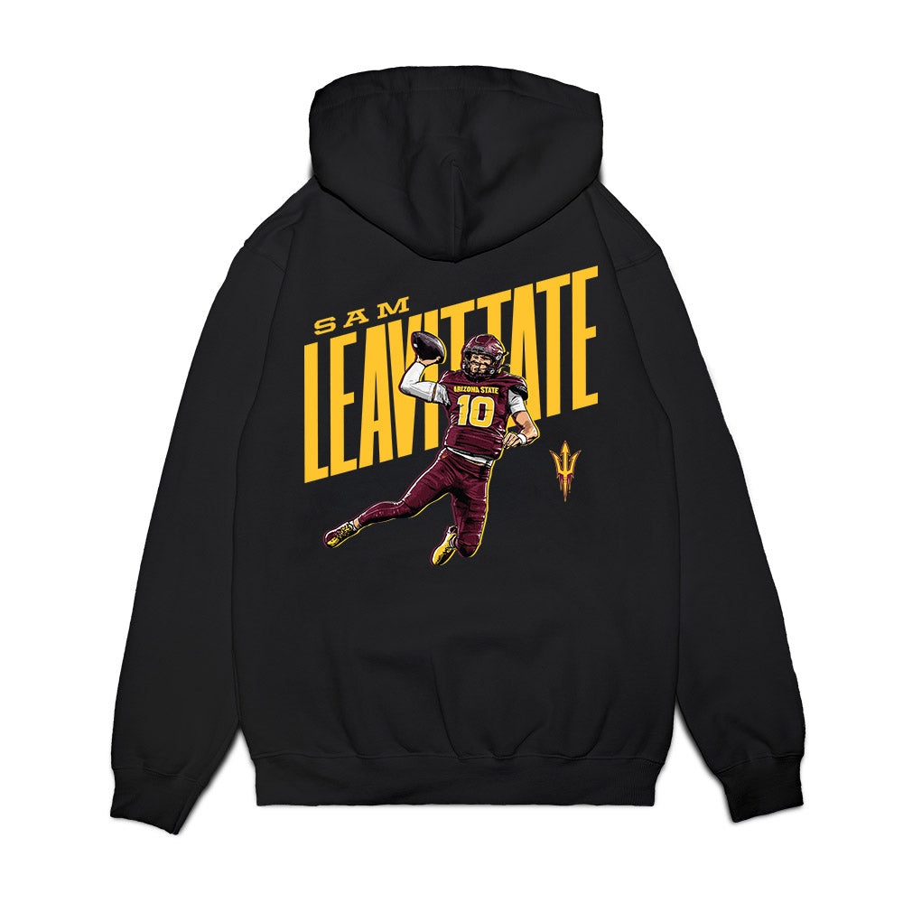 Arizona State - NCAA Football : Sam Leavitt - Caricature Premium Hooded Sweatshirt-1