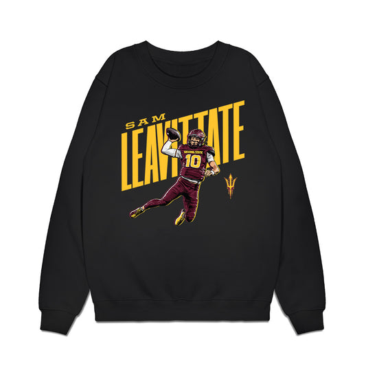 Arizona State - NCAA Football : Sam Leavitt - Caricature Premium Crewneck Sweatshirt-0
