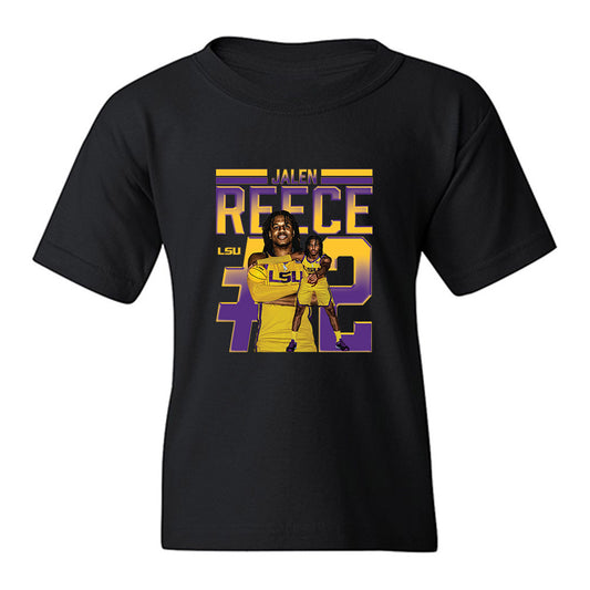 LSU - NCAA Men's Basketball : Jalen Reece - Collage Youth T-Shirt-0