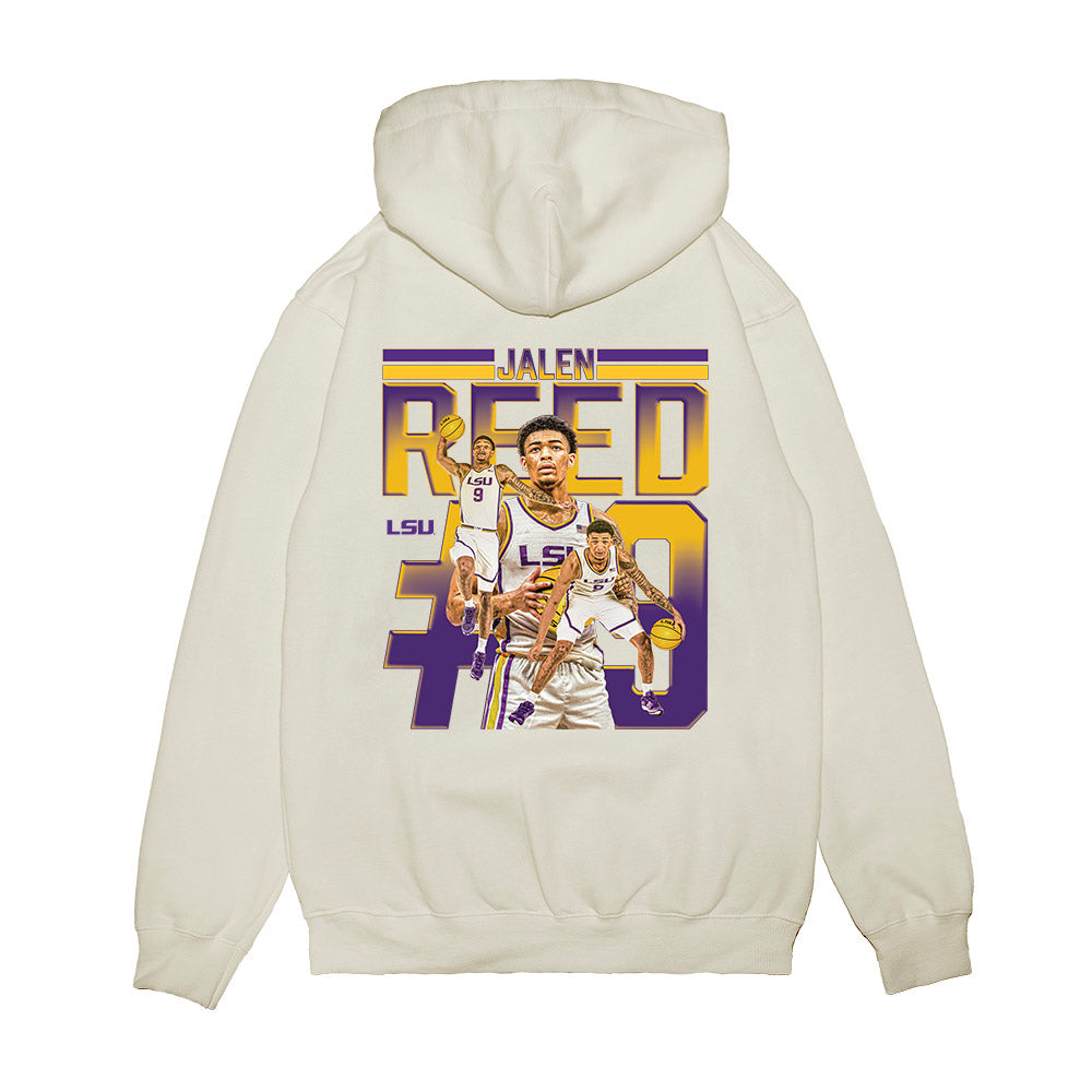 LSU - NCAA Men's Basketball : Jalen Reed - Collage Premium Hooded Sweatshirt-1