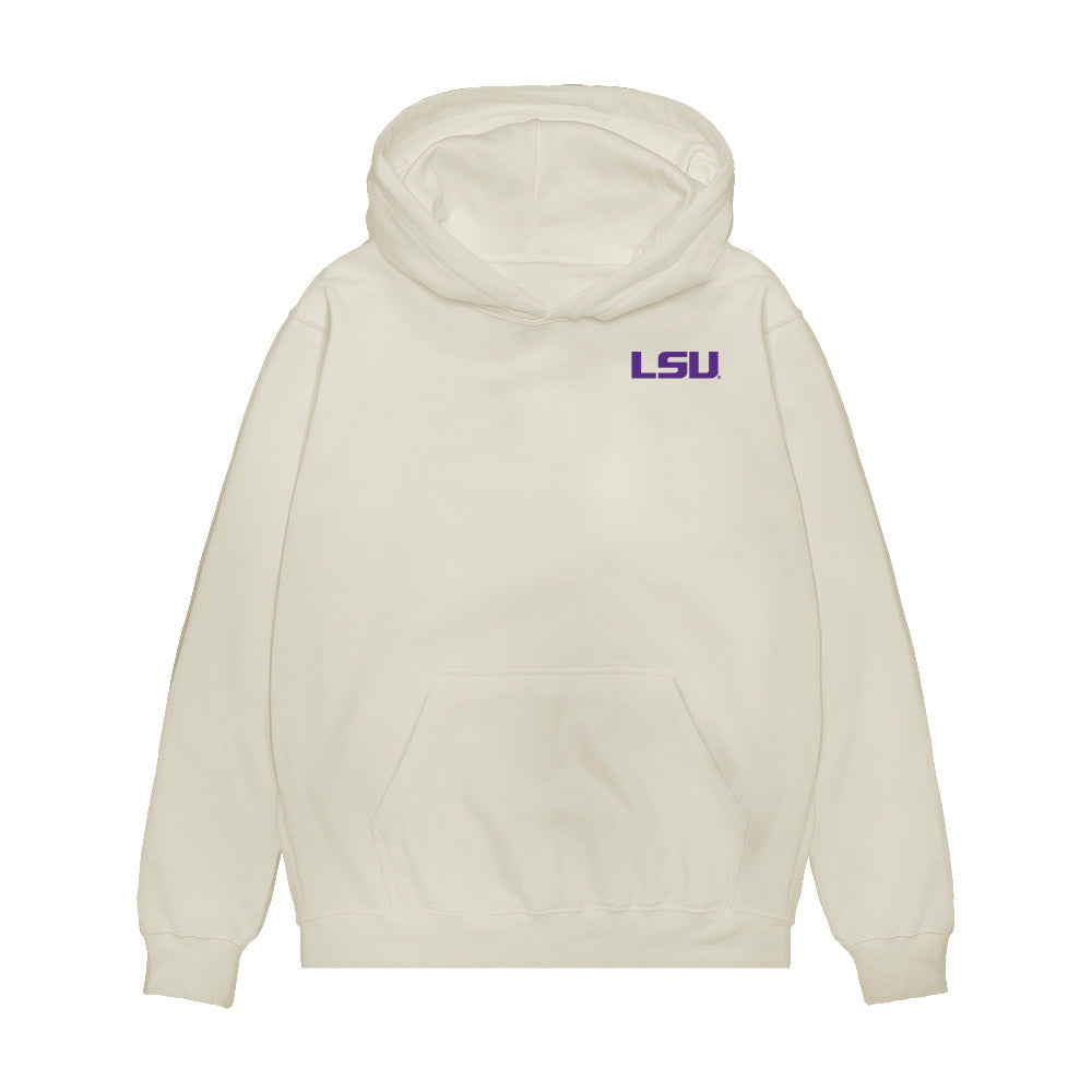 LSU - NCAA Men's Basketball : Jalen Reed - Collage Premium Hooded Sweatshirt-0