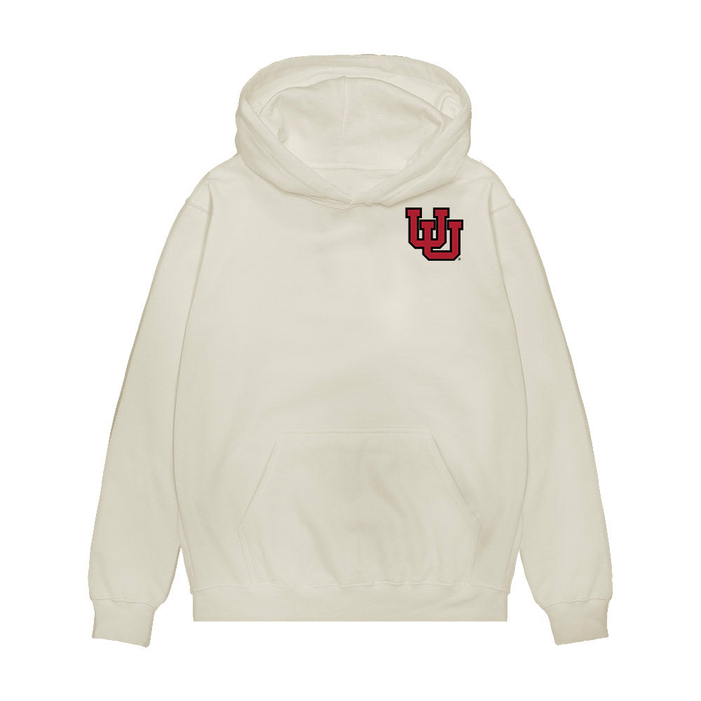 Utah - NCAA Football : Devon Dampier - Caricature Premium Hooded Sweatshirt-0