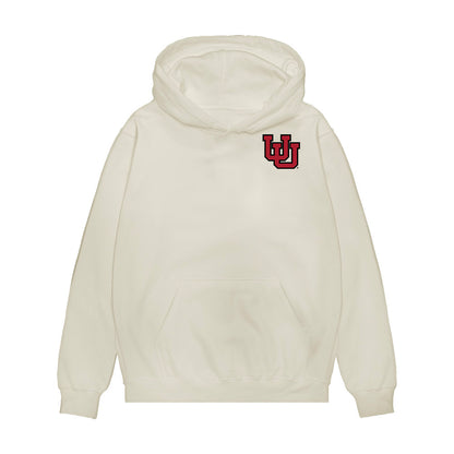 Utah - NCAA Football : Devon Dampier - Caricature Premium Hooded Sweatshirt-0