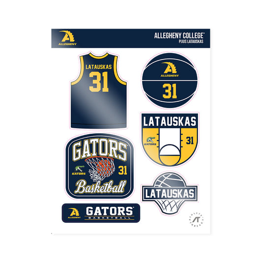 Allegheny - NCAA Men's Basketball : Pijus Latauskas - Sticker Sheet-0