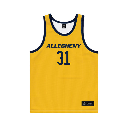 Allegheny - NCAA Men's Basketball : Pijus Latauskas - Gold Basketball Jersey-0