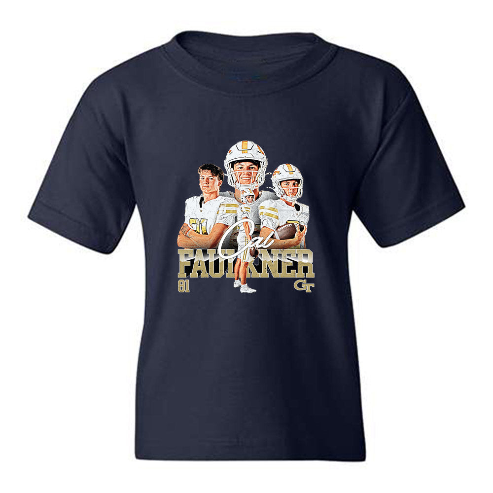 Georgia Tech - NCAA Football : Cal Faulkner - Collage Youth T-Shirt-0