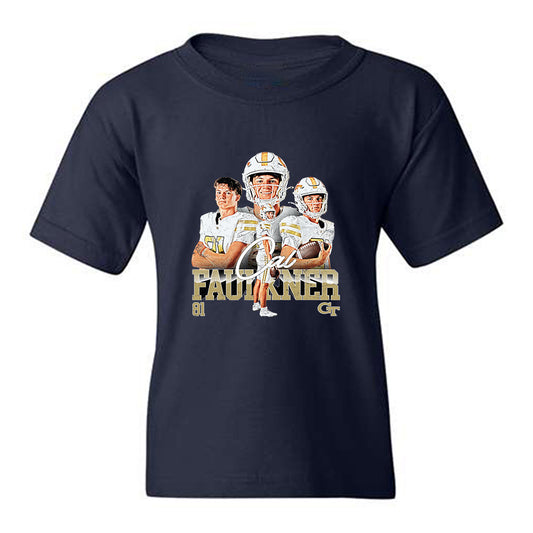 Georgia Tech - NCAA Football : Cal Faulkner - Collage Youth T-Shirt-0