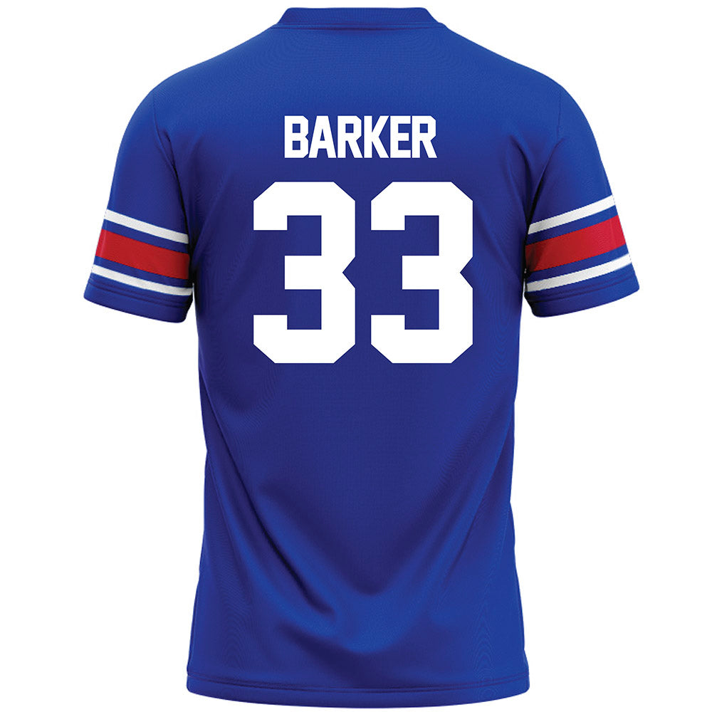 SMU - NCAA Football : Zakye Barker - Blue Premium Football Jersey-1