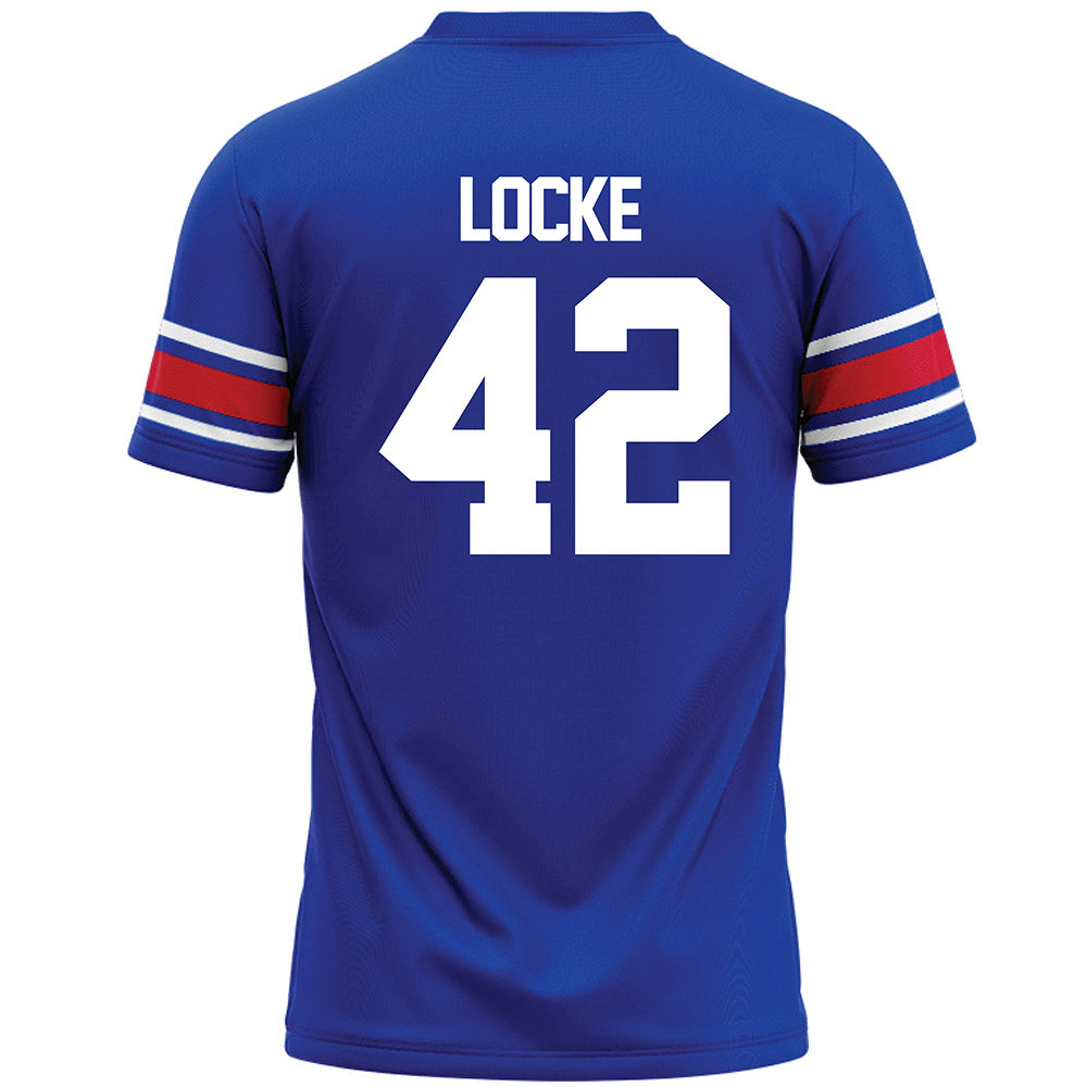 SMU - NCAA Football : Will Locke - Blue Premium Football Jersey-1