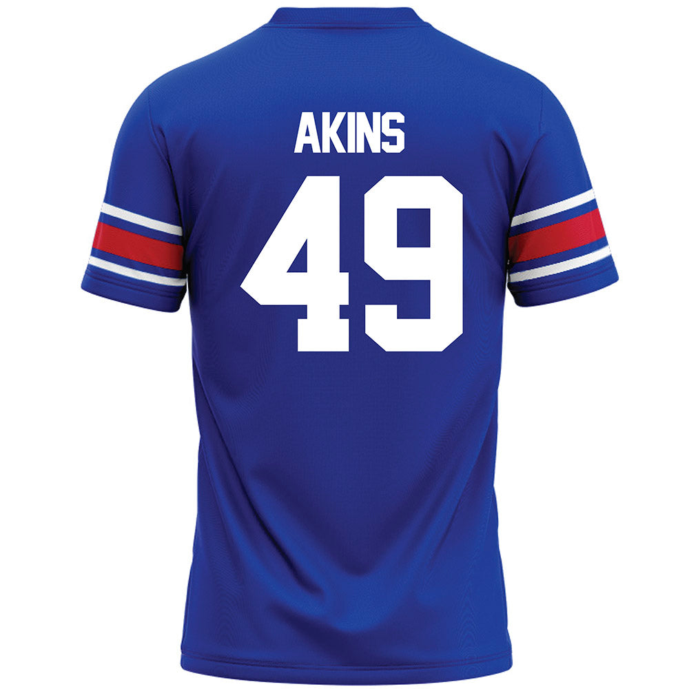 SMU - NCAA Football : nolan Akins - Blue Premium Football Jersey-1