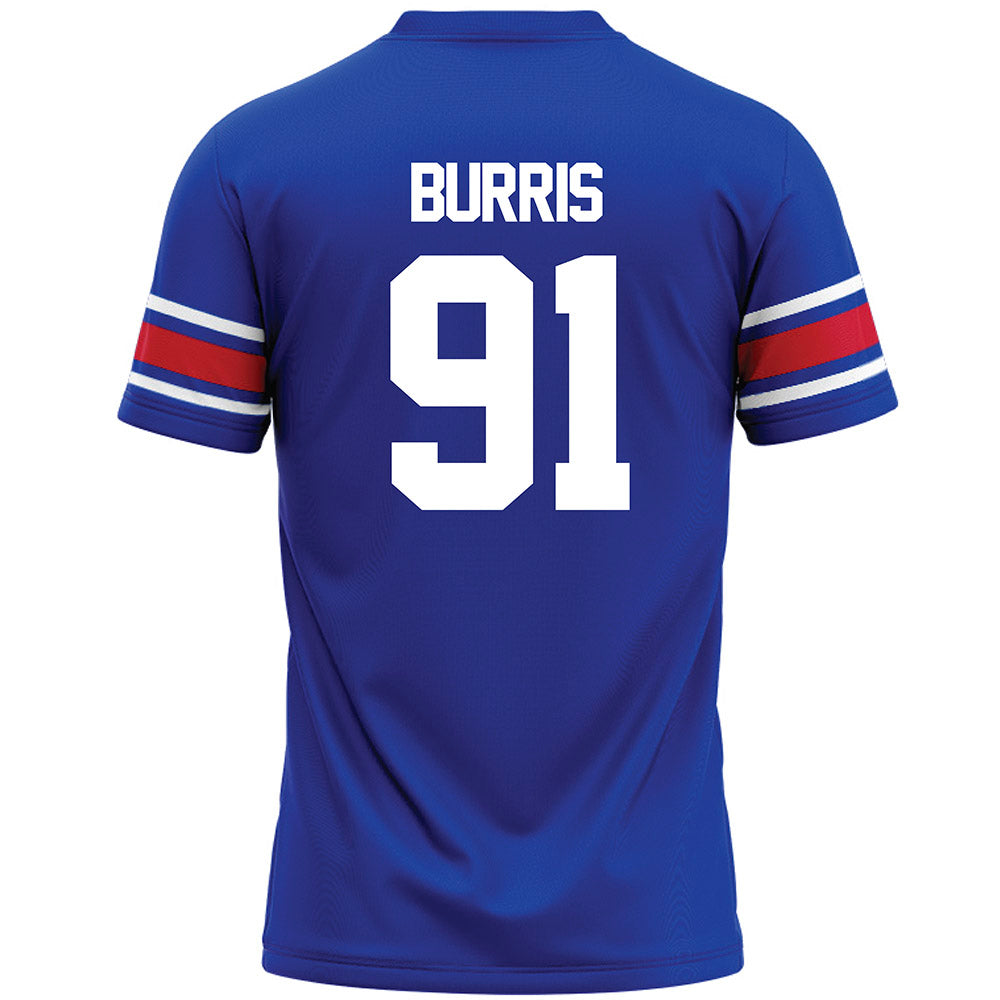 SMU - NCAA Football : Blake Burris - Blue Premium Football Jersey-1