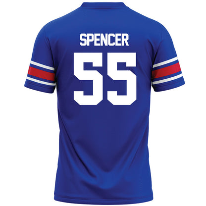 SMU - NCAA Football : Woo Spencer - Blue Premium Football Jersey-1
