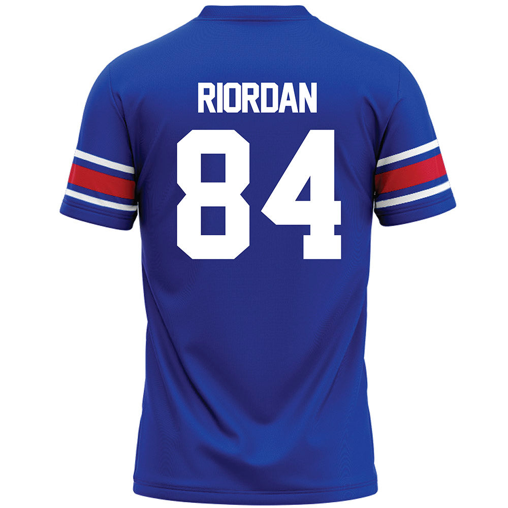 SMU - NCAA Football : Tripp Riordan - Blue Premium Football Jersey-1