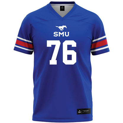 SMU - NCAA Football : Drew Hill - Blue Premium Football Jersey-0
