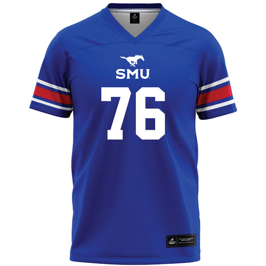SMU - NCAA Football : Drew Hill - Blue Premium Football Jersey-0